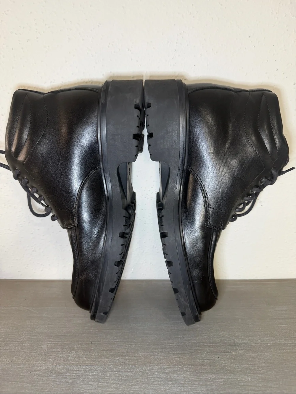 Rare Vintage Skechers Mens 8.5M Black Leather Chukka Boots Made In Italy